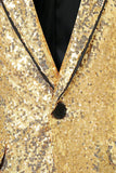 Sparkly Gold Peak Lapel Men's Prom Blazer