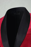 Red Shawl Lapel Beaded One Button Men's Prom Blazer