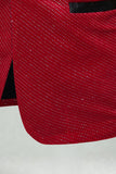 Red Shawl Lapel Beaded One Button Men's Prom Blazer