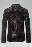 Peak Lapel Colorful Sequin One Button Men's Prom Blazer
