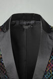 Peak Lapel Colorful Sequin One Button Men's Prom Blazer