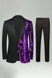 Dark Red Sequin Notched Lapel 2 Pieces Men's Prom Suits