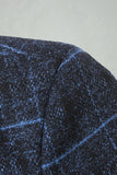 Checkered Notched Lapel Navy Men's Prom Blazer