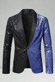 Sparkly Black Golden Shawl Lapel Single Buckle Men's Prom Blazer