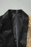 Sparkly Black Golden Shawl Lapel Single Buckle Men's Prom Blazer
