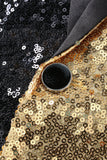 Sparkly Black Golden Shawl Lapel Single Buckle Men's Prom Blazer