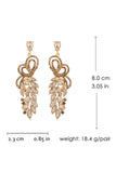 Sparkly Golden Leaf Shaped Formal Drop Earrings with Rhinestones