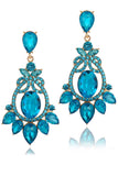 Vintage Sparkly Blue Party Drop Earrings with Rhinestones