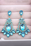 Vintage Sparkly Blue Party Drop Earrings with Rhinestones
