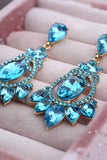Vintage Sparkly Blue Party Drop Earrings with Rhinestones