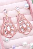 Sparkly Fuchsia Floral Rhinestones Prom Drop Earrings