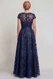 Sparkly Burgundy Appliqued A-Line Mother of the Bride Dress
