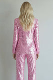 Sparkly Pink 2 Piece Notched Lapel Singel Breasted Women's Prom Suits