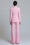Pink Peak Lapel 2-piece One Button Women's Work Suits