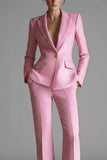 Pink Peak Lapel 2-piece One Button Women's Work Suits
