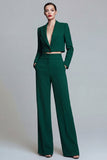 Dark Green Peak Lapel One Button 2-piece Women's Work Suits