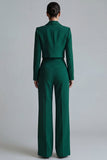 Dark Green Peak Lapel One Button 2-piece Women's Work Suits