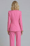 Fuchsia Peak Lapel 2-piece One Button Women's Work Suits