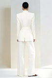 Ivory 2 Piece Peaked Lapel Women's Work Suits