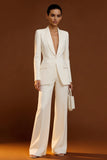 Ivory Shawl Lapel 2 Piece Single Breasted Women's Work Suits