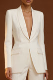 Ivory Shawl Lapel 2 Piece Single Breasted Women's Work Suits