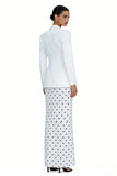 2 Piece Peaked Lapel Ivory Polka Dots Work Dress