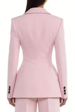 Pink Peak Lapel One Button 2 Piece Women's Work Suits