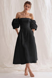Ivory Off the Shoulder A Line Long Engagement Dress