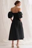 Ivory Off the Shoulder A Line Long Engagement Dress