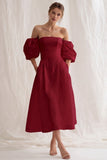Ivory Off the Shoulder A Line Long Engagement Dress