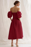 Ivory Off the Shoulder A Line Long Engagement Dress