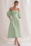 Ivory Off the Shoulder A Line Long Engagement Dress