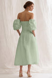 Ivory Off the Shoulder A Line Long Engagement Dress