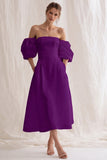 Ivory Off the Shoulder A Line Long Engagement Dress