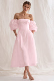 Ivory Off the Shoulder A Line Long Engagement Dress