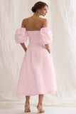 Ivory Off the Shoulder A Line Long Engagement Dress