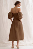 Ivory Off the Shoulder A Line Long Engagement Dress