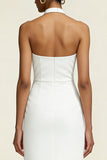 Halter Sheath Satin Little White Dress