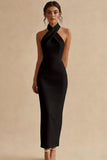 Halter Sheath Simple Little White Dress