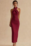 Halter Sheath Simple Little White Dress