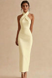 Halter Sheath Simple Little White Dress