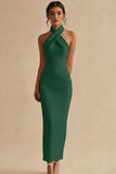 Halter Sheath Simple Little White Dress