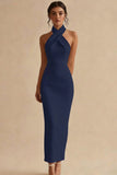 Halter Sheath Simple Little White Dress