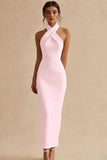 Halter Sheath Simple Little White Dress