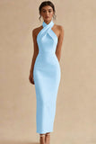 Halter Sheath Simple Little White Dress
