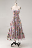 Floral Mauve Sweetheart A Line Embroidered Formal Dress