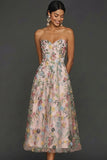 Floral Mauve Sweetheart A Line Embroidered Formal Dress