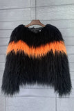 Shearling Faux Fur Coat Orange Thickened Women Coat