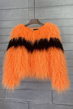 Shearling Faux Fur Coat Orange Thickened Women Coat