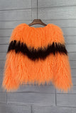 Shearling Faux Fur Coat Orange Thickened Women Coat